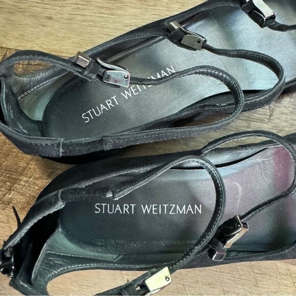 NEW Stuart Weitzman back suede strappy cutout pointy toe mary jane shoes 8.5N - Picture 6 of 7